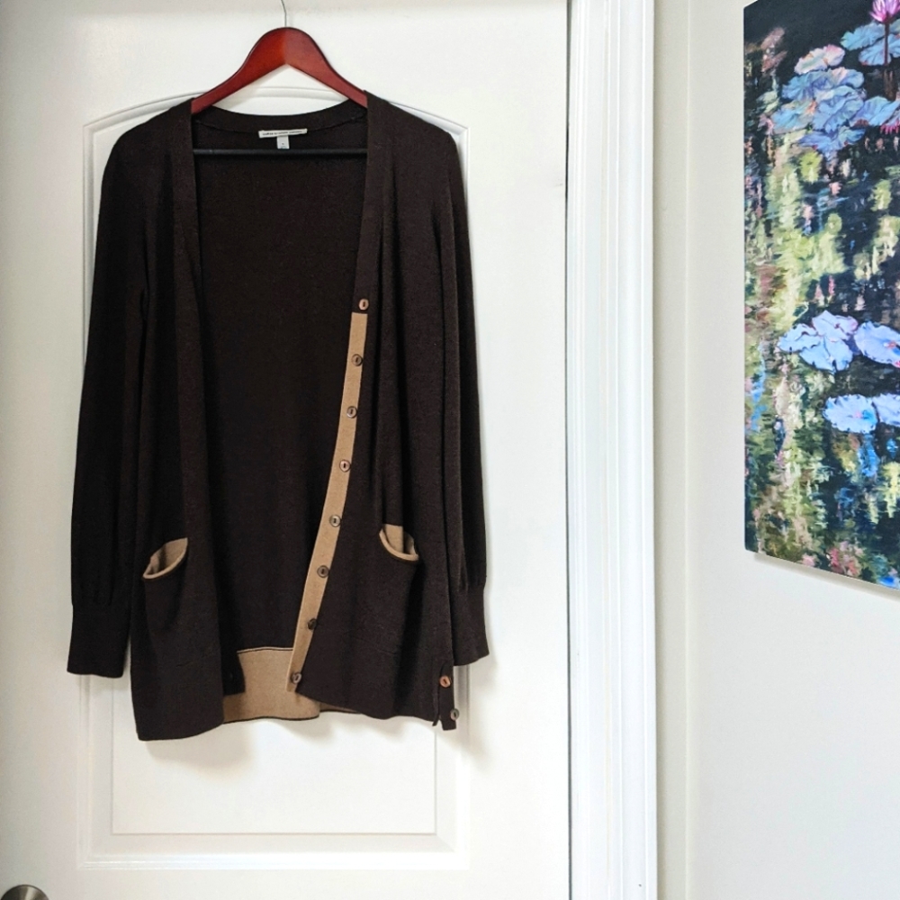 Cotton by Autumn Cashmere Long Brown Sweater Cardigan